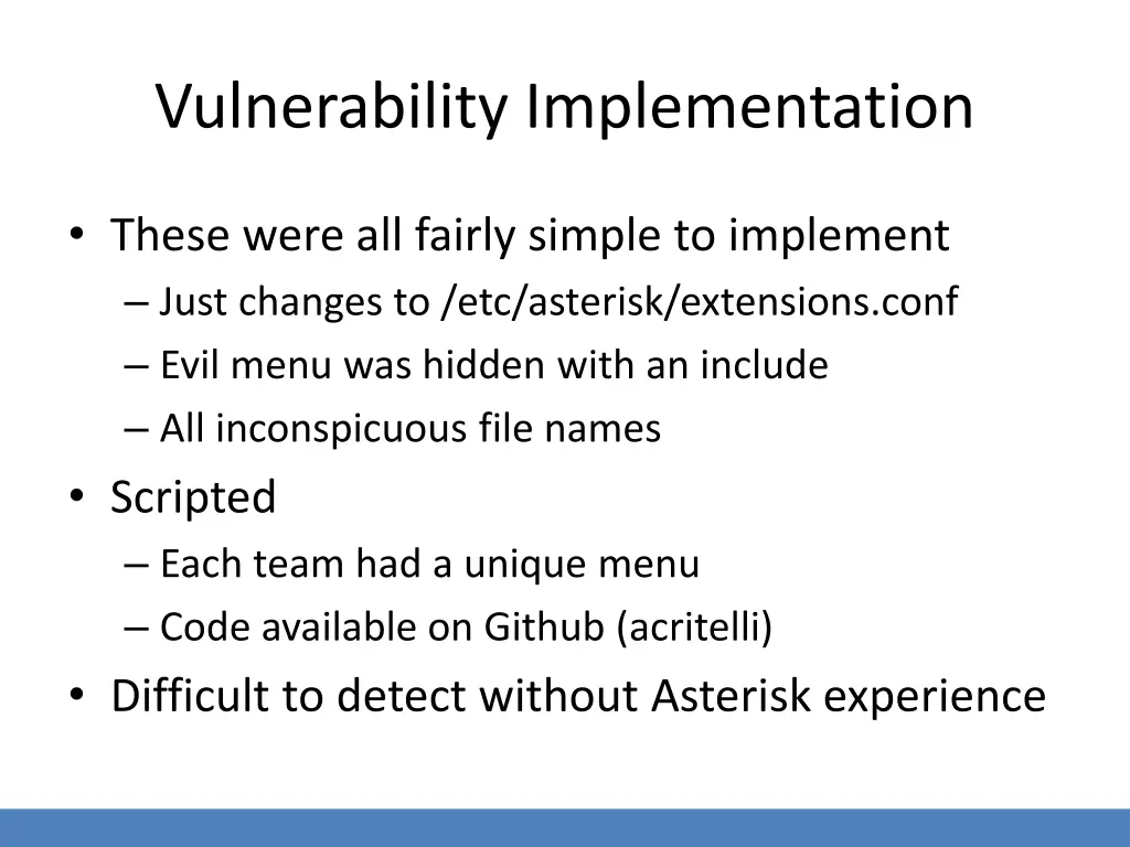 vulnerability implementation