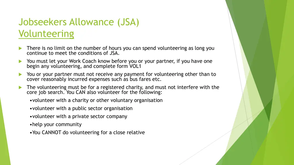 jobseekers allowance jsa volunteering
