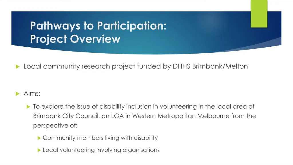 pathways to participation project overview
