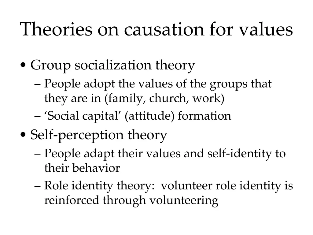 theories on causation for values