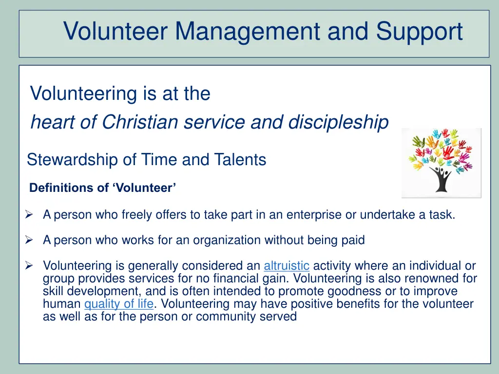 volunteer management and support