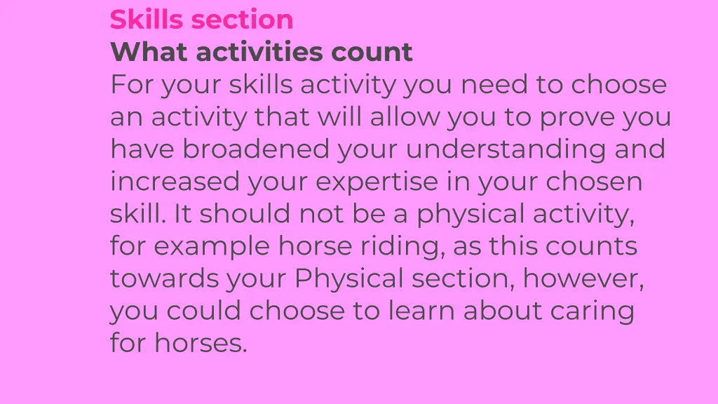 skills section what activities count for your