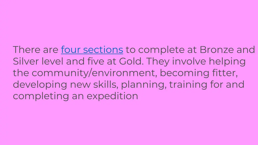 there are four sections to complete at bronze