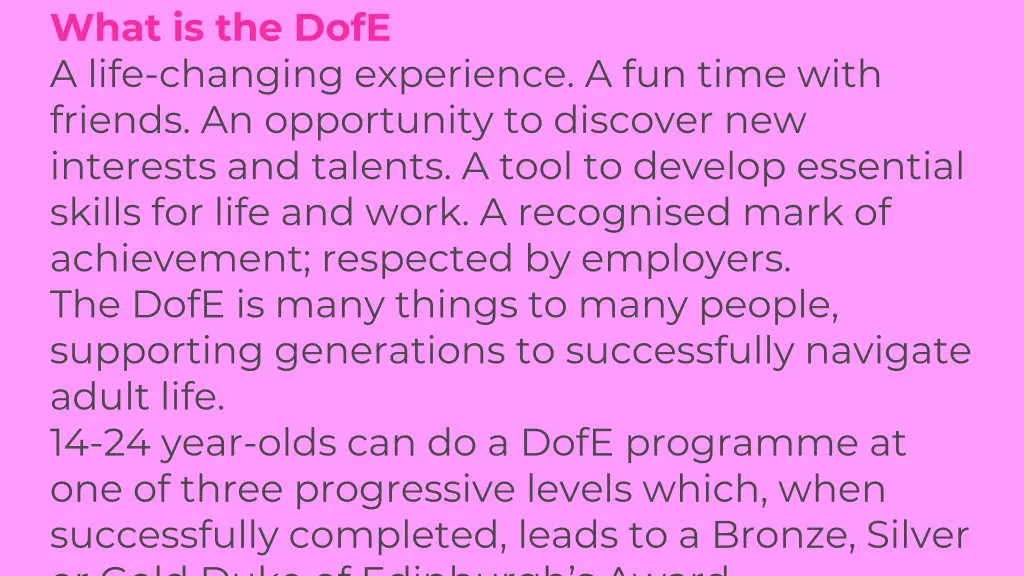 what is the dofe a life changing experience