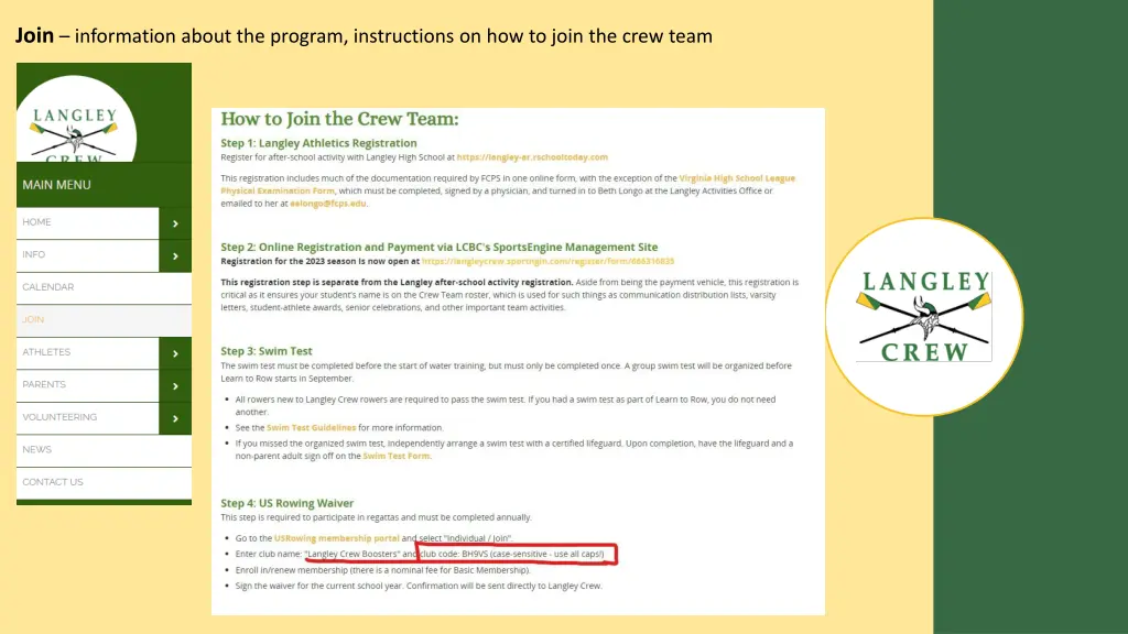 join information about the program instructions