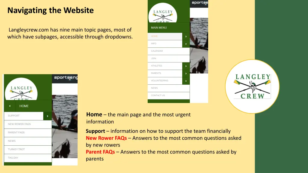 navigating the website
