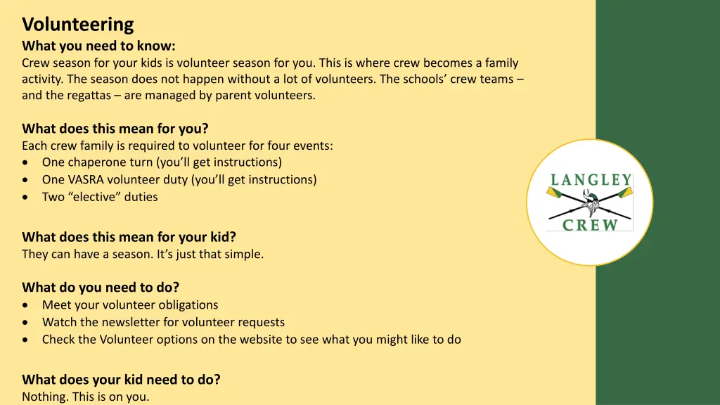 volunteering what you need to know crew season