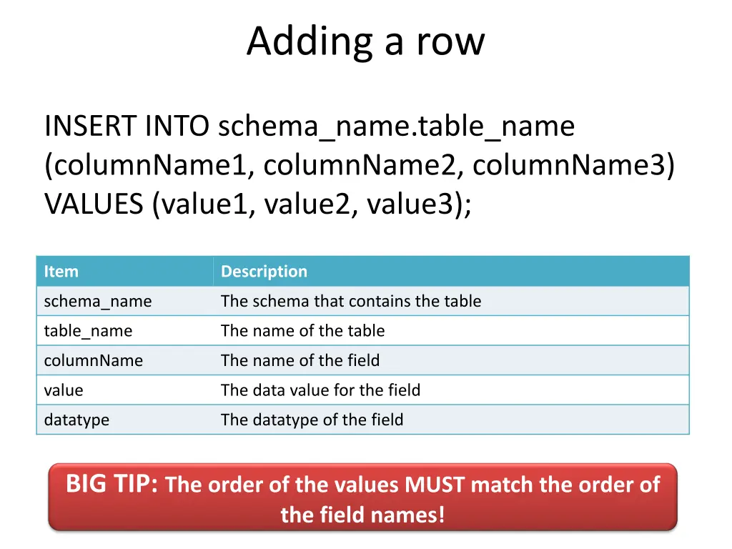 adding a row