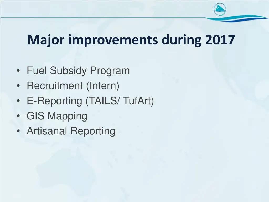 major improvements during 2017