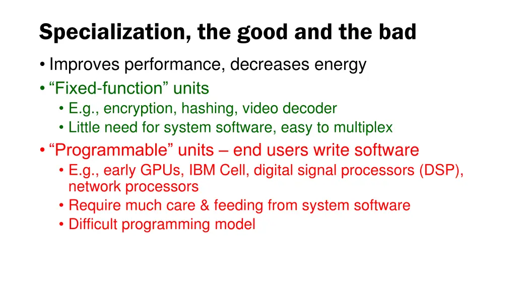 specialization the good and the bad