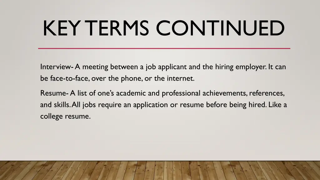 key terms continued