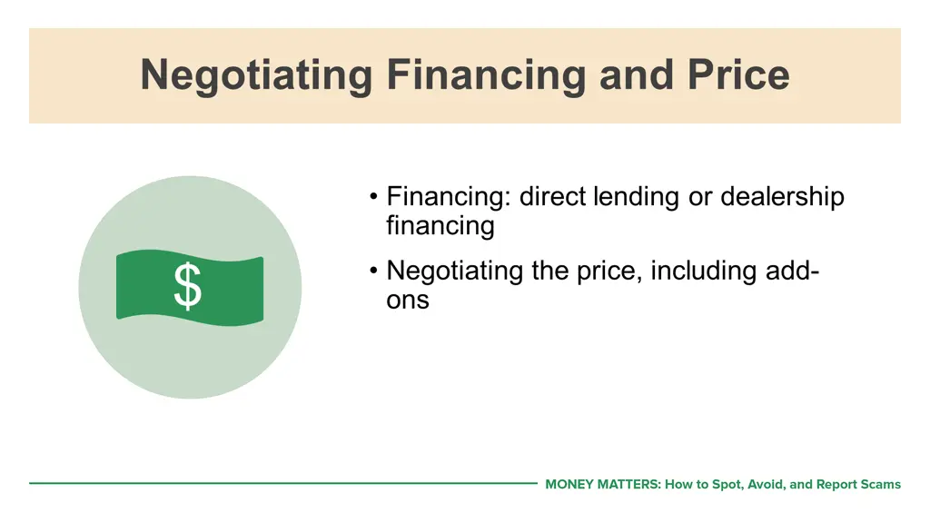 negotiating financing and price