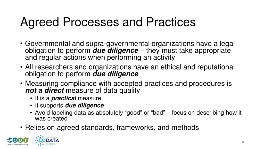 agreed processes and practices