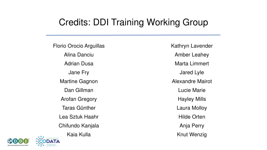 credits ddi training working group