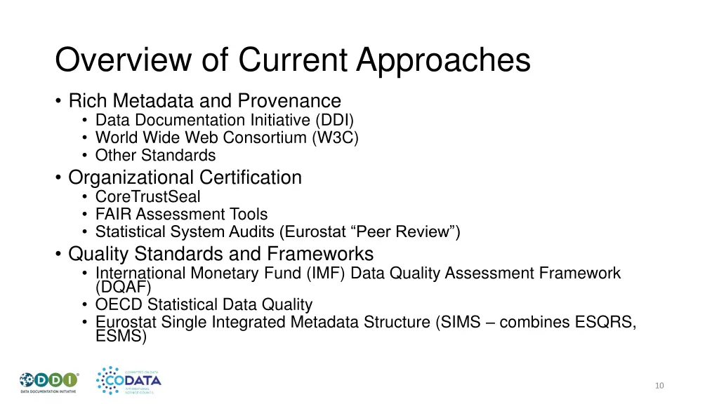 overview of current approaches