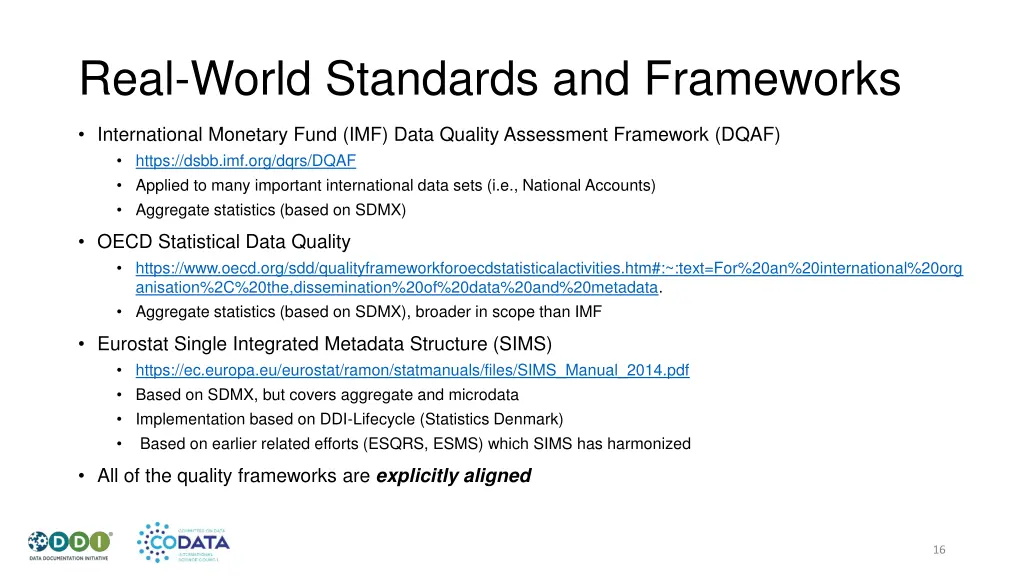 real world standards and frameworks