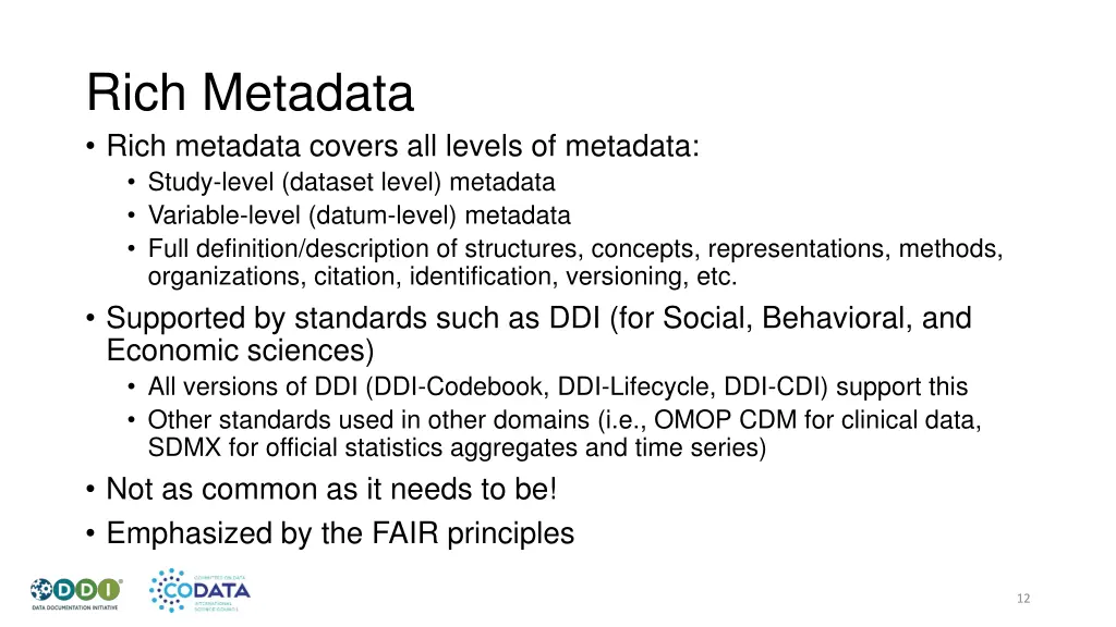 rich metadata rich metadata covers all levels