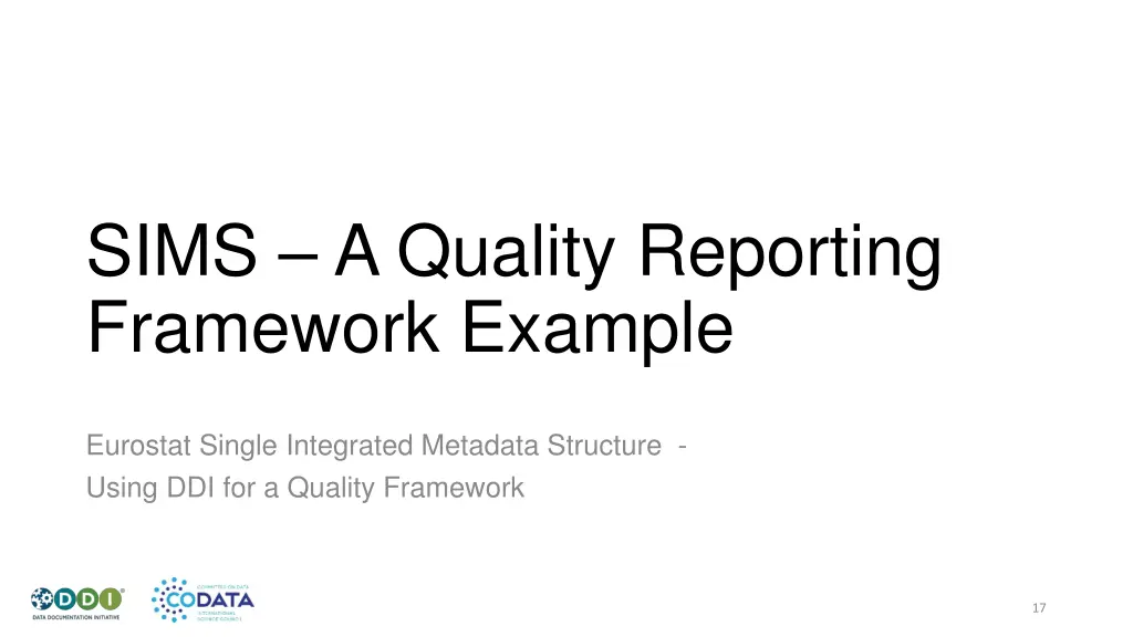 sims a quality reporting framework example