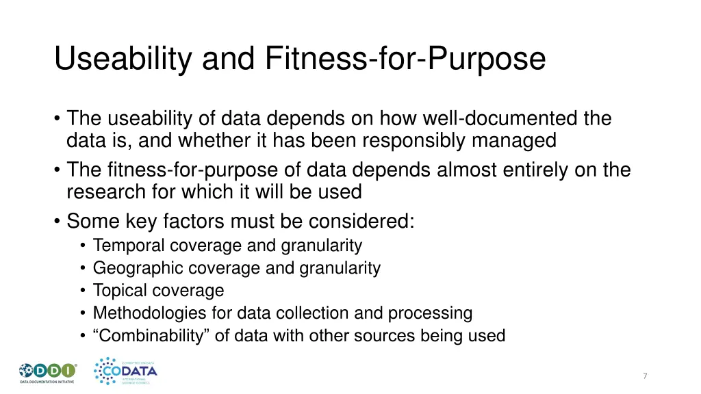 useability and fitness for purpose