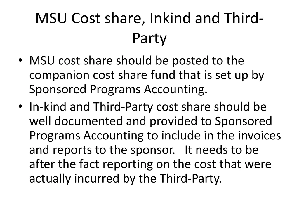 msu cost share inkind and third party msu cost