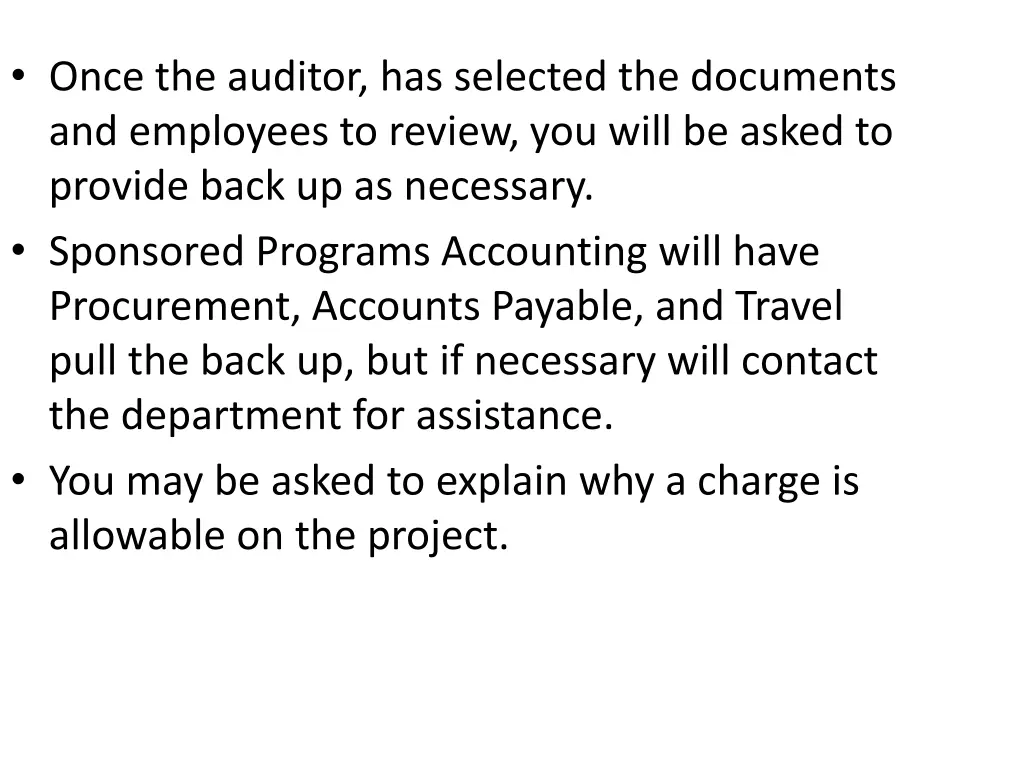once the auditor has selected the documents