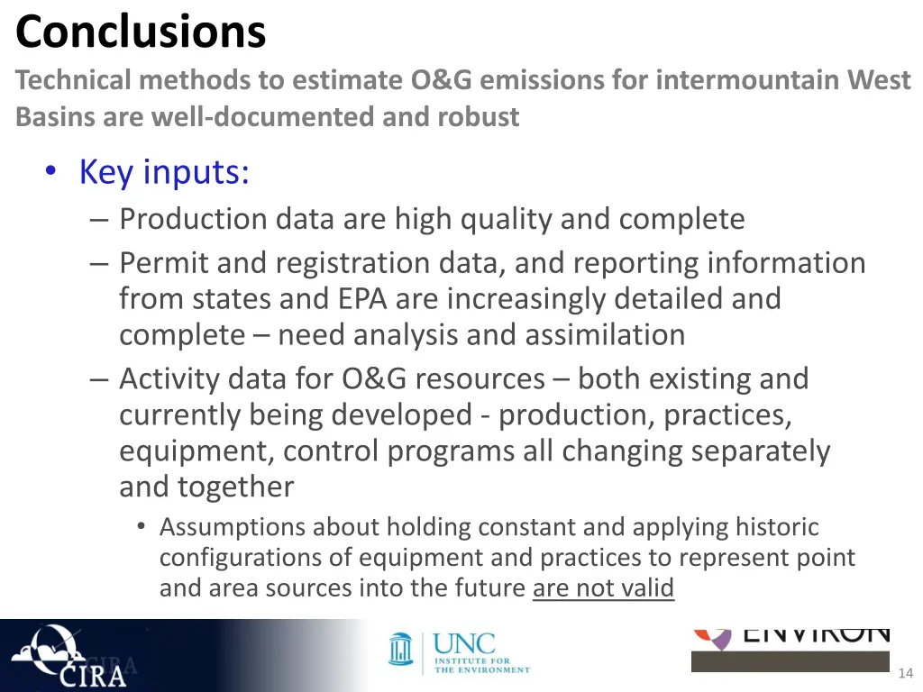 conclusions technical methods to estimate