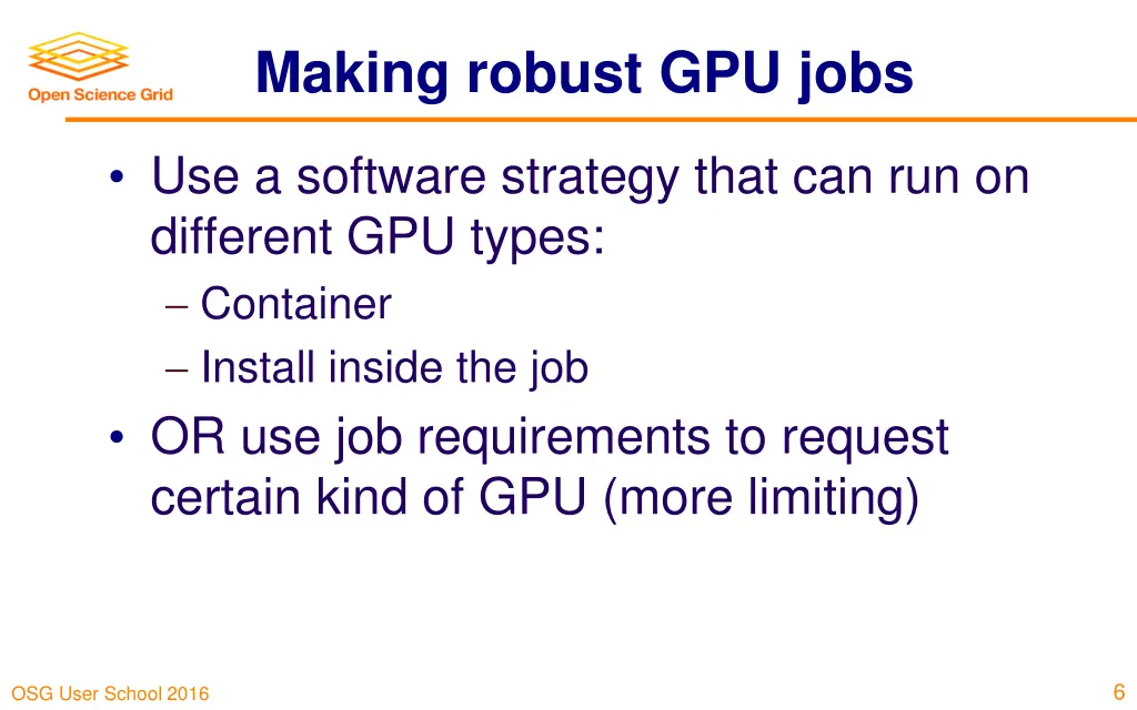 making robust gpu jobs