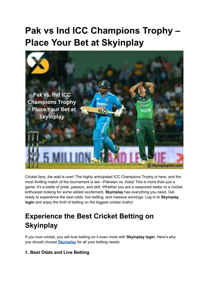 pak vs ind icc champions trophy place your