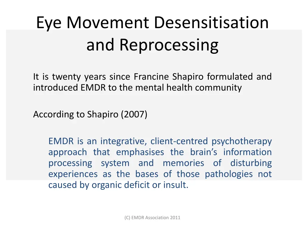 eye movement desensitisation and reprocessing