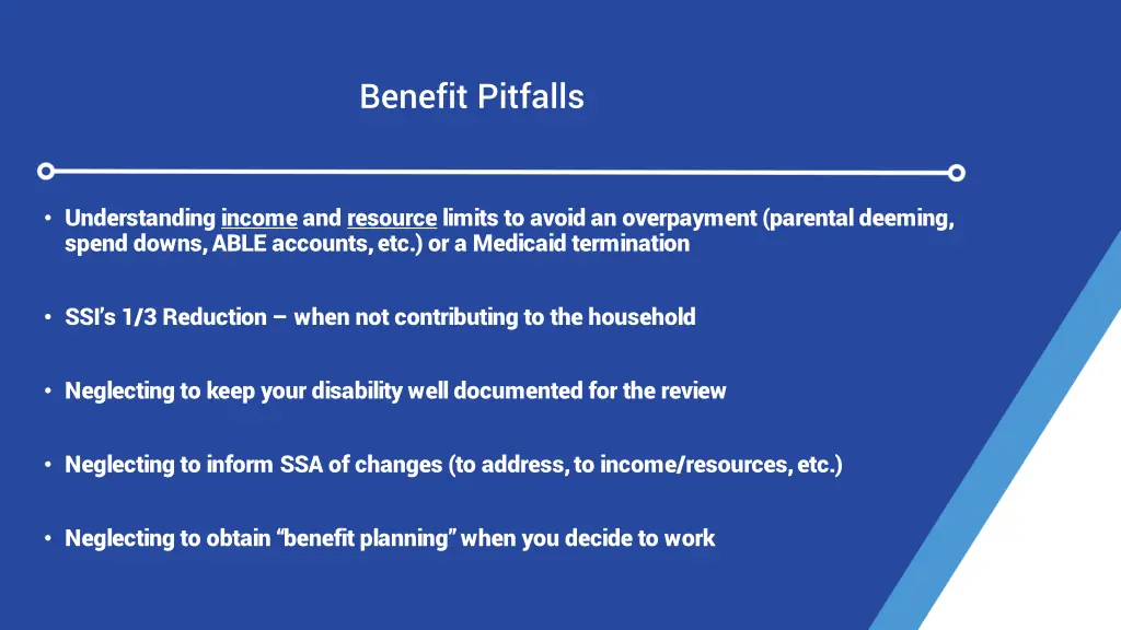 benefit pitfalls