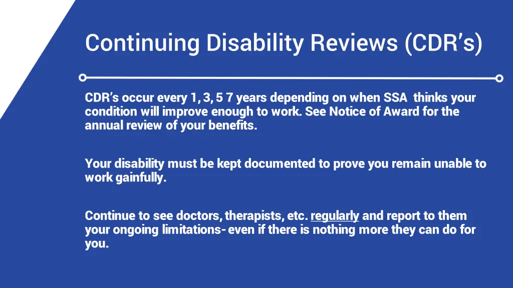 continuing disability reviews cdr s