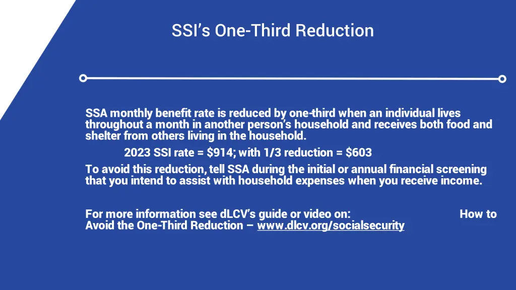 ssi s one third reduction