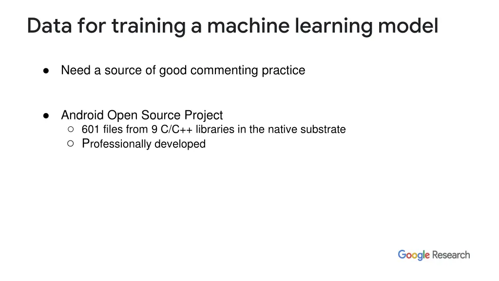 data for training a machine learning model