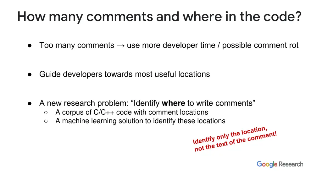 how many comments and where in the code