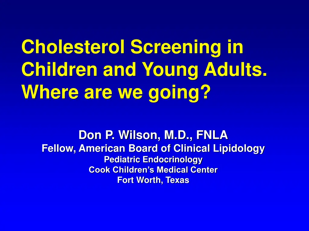 cholesterol screening in children and young 1
