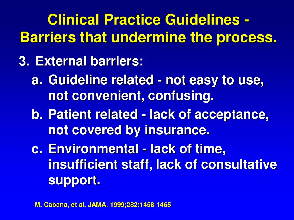 clinical practice guidelines barriers that 1