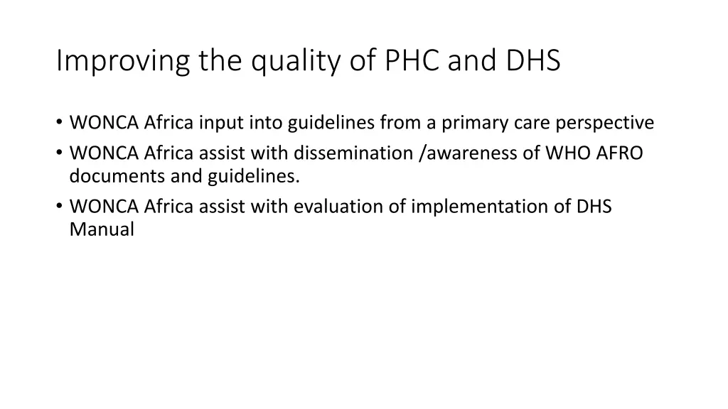 improving the quality of phc and dhs