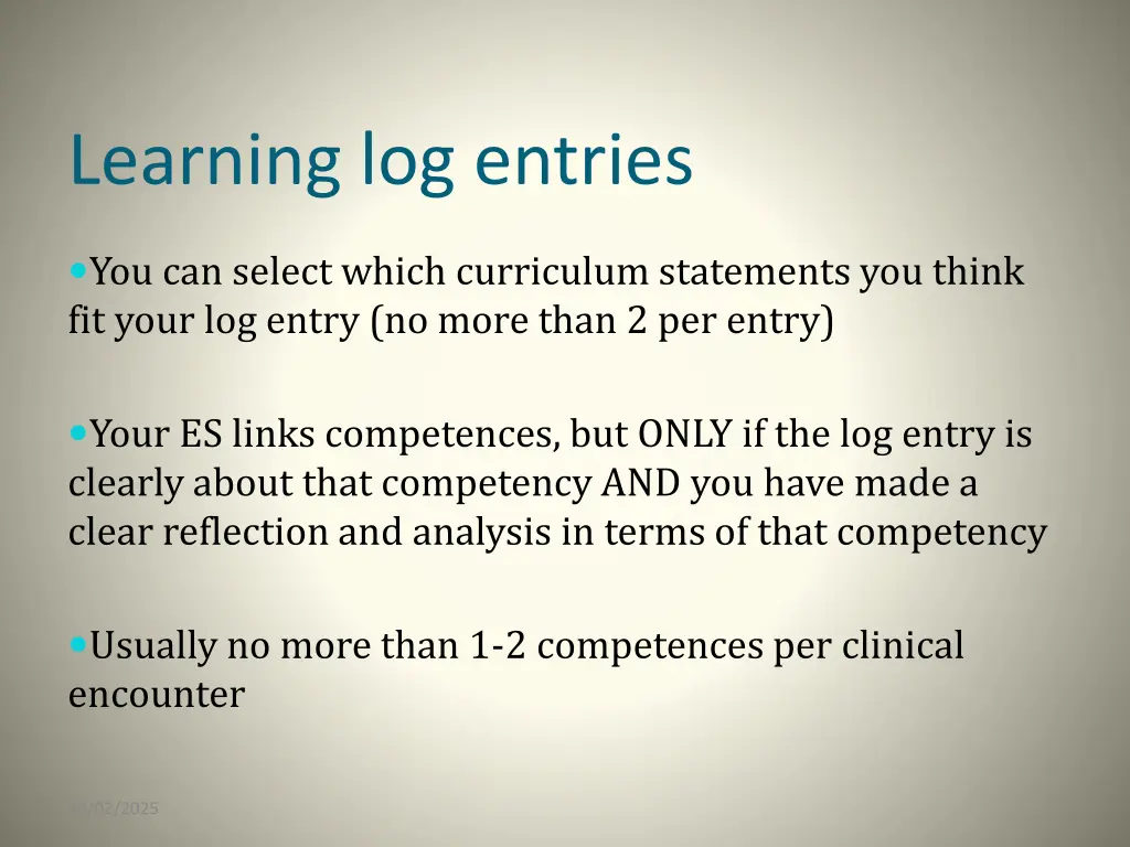learning log entries