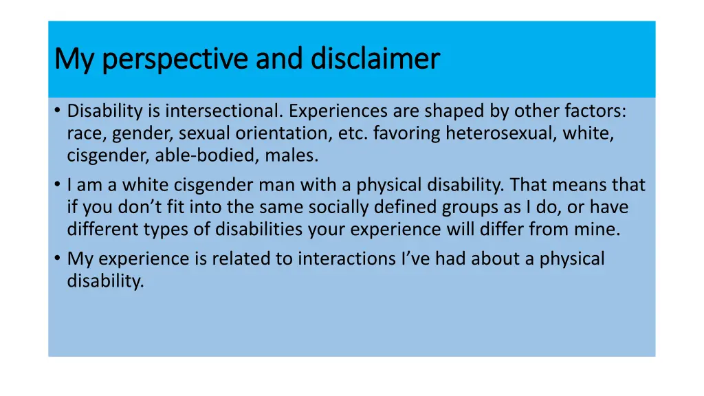 my perspective and disclaimer my perspective