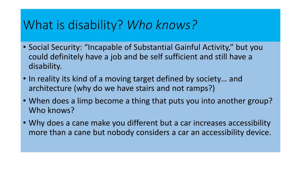 what is disability who knows