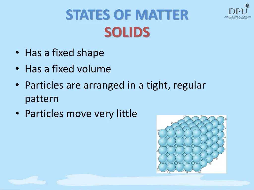states of matter solids has a fixed shape