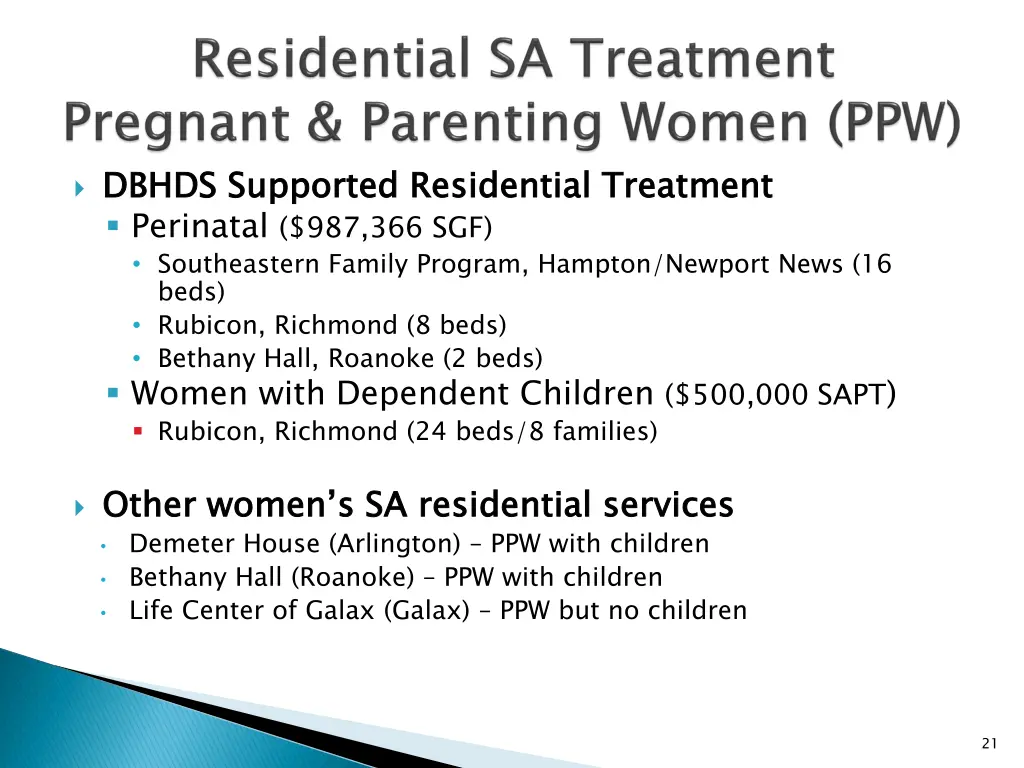 dbhds supported residential treatment perinatal