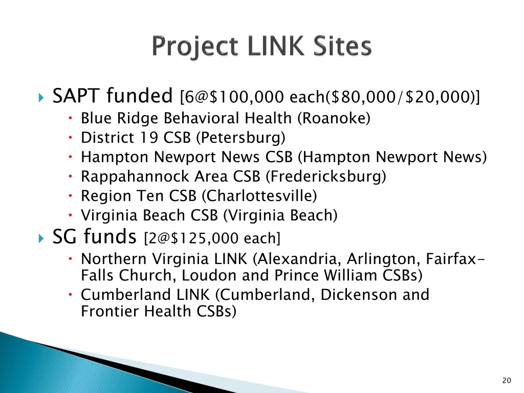 sapt funded 6@ 100 000 each 80 000 20 000 blue