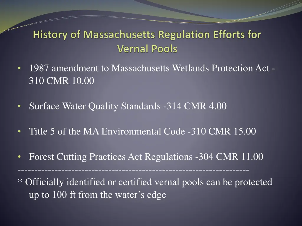 1987 amendment to massachusetts wetlands