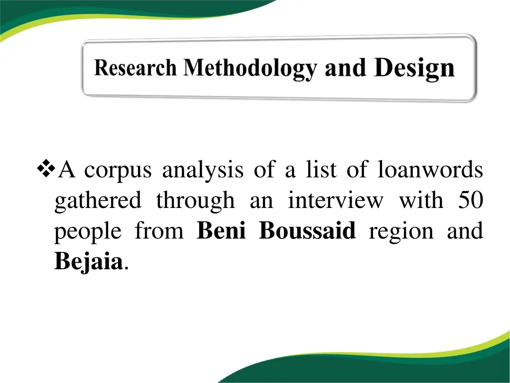 a corpus analysis of a list of loanwords gathered