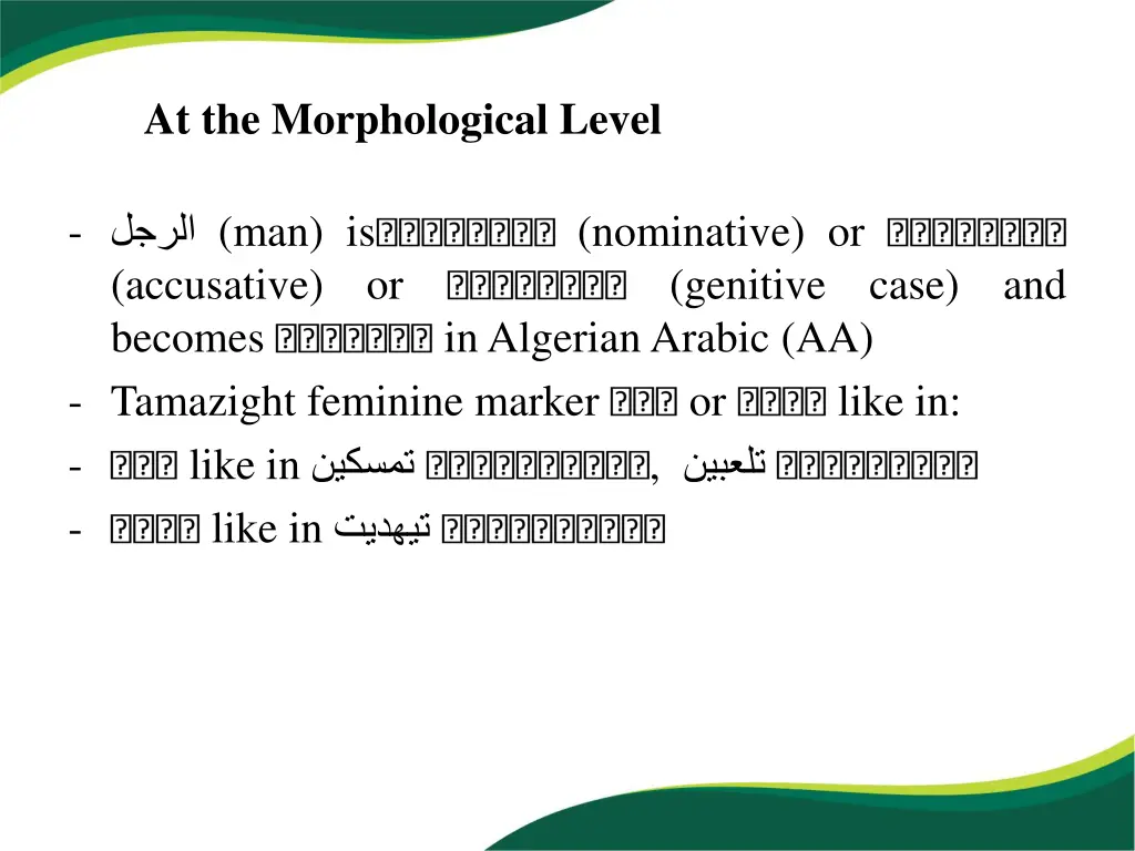 at the morphological level