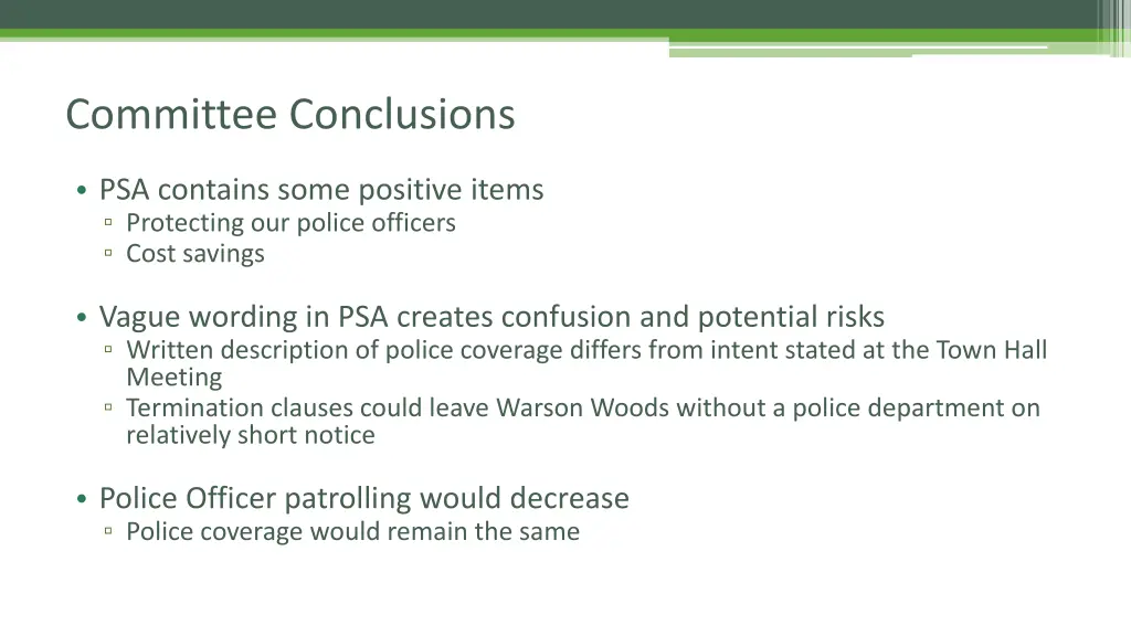 committee conclusions