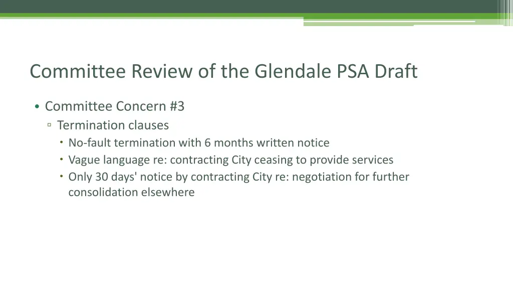 committee review of the glendale psa draft 2