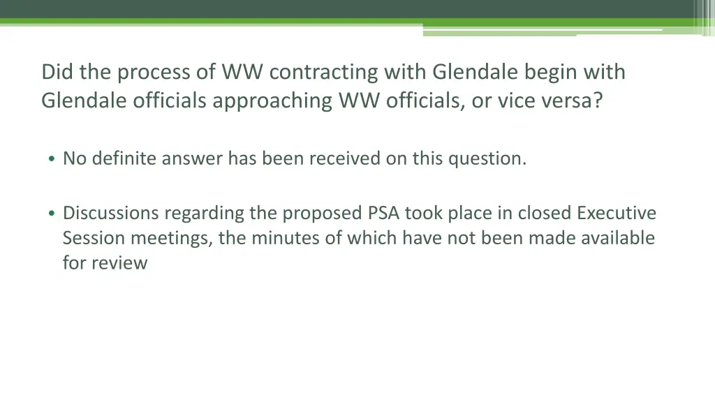 did the process of ww contracting with glendale