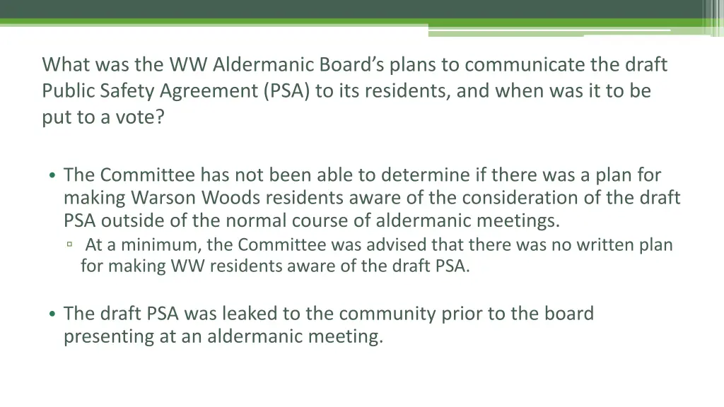 what was the ww aldermanic board s plans
